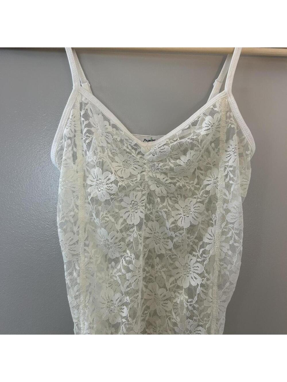 White lace cami top with floral pattern